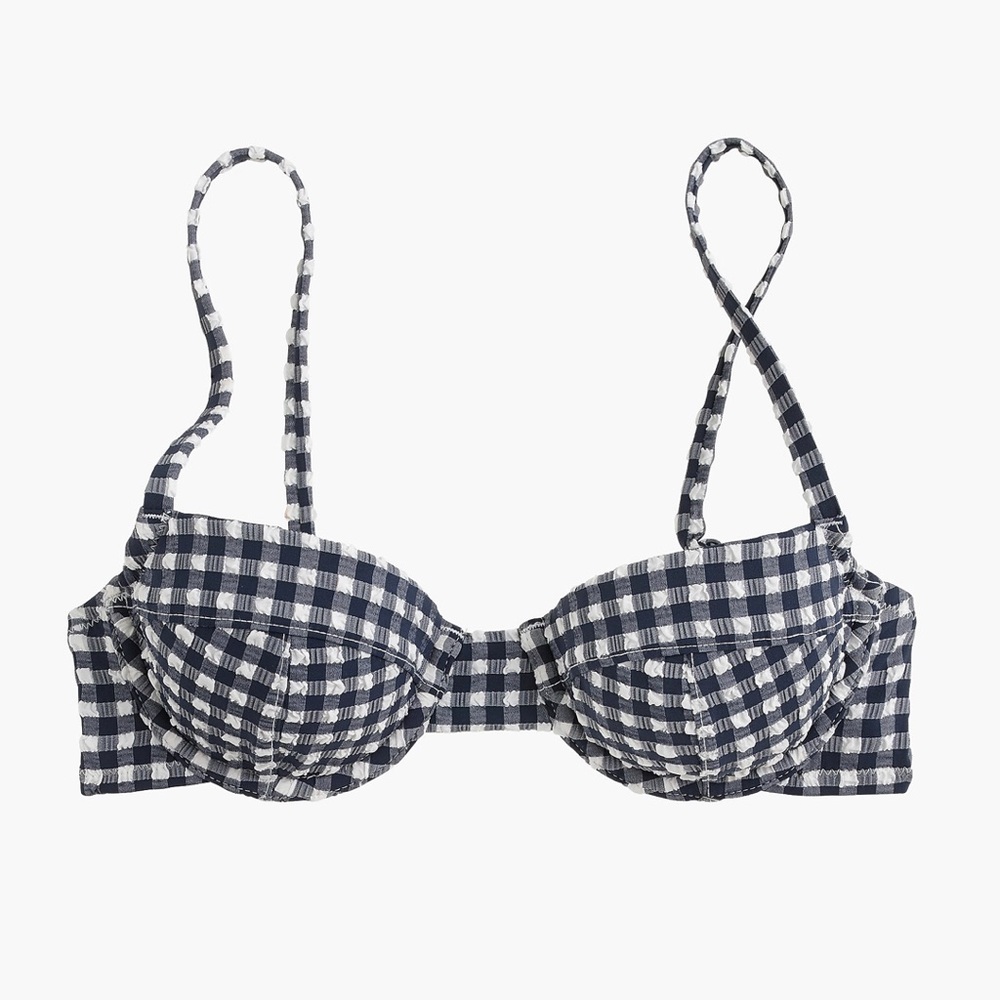 COPY - J. crew navy and white gingham underwire s…